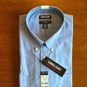 Kirkland Signature Long Sleeve Button Down Shirt, Size 17 1/2 x 34/35